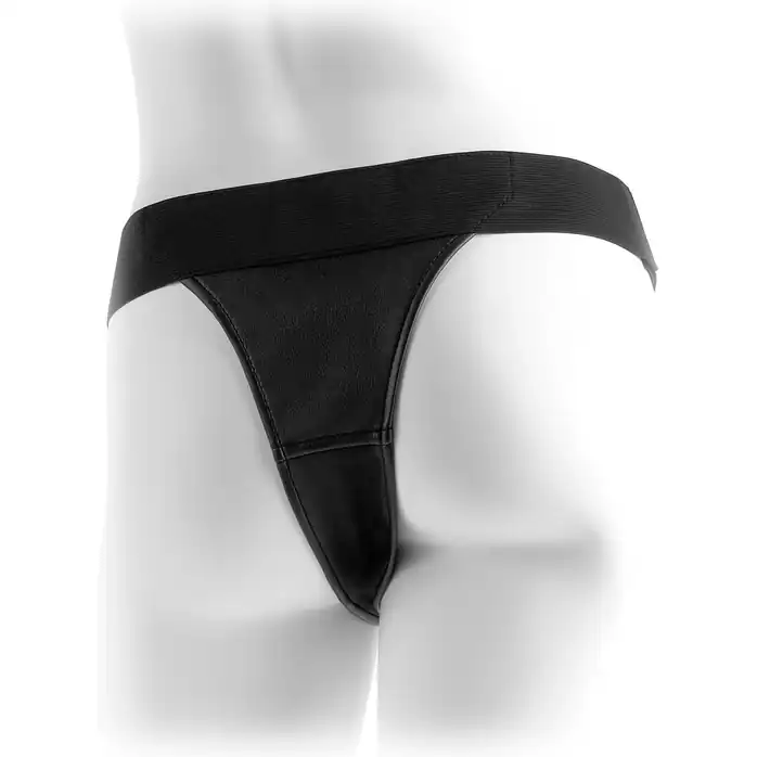Черные виниловые женские трусики для страпона Crotchless Harness - Fetish Fantasy Harness Collection. Фотография 3.