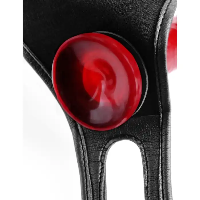 Черные виниловые женские трусики для страпона Crotchless Harness - Fetish Fantasy Harness Collection. Фотография 5.