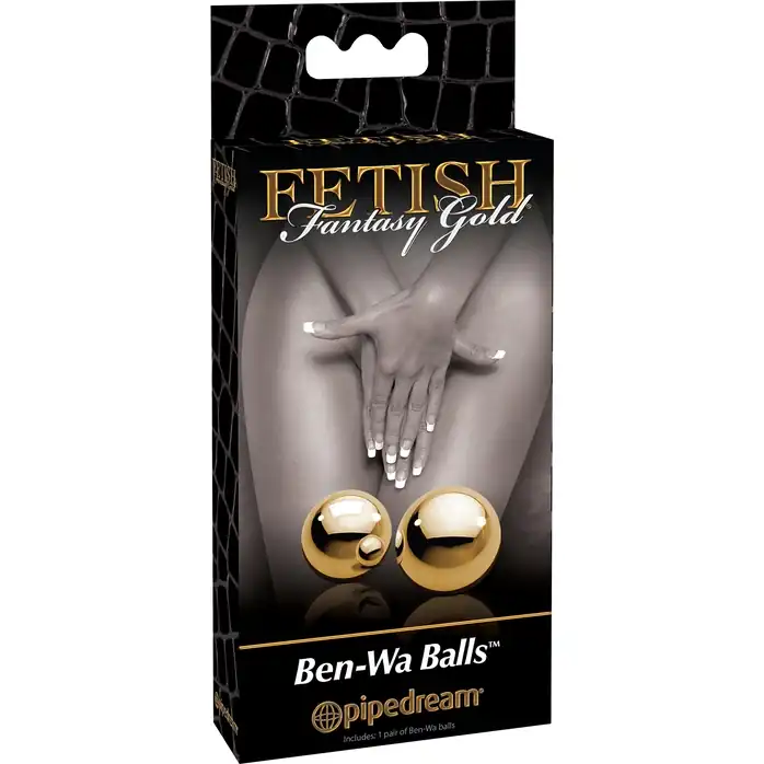Вагинальные шарики Ben-Wa Balls золотистого цвета - Fetish Fantasy Gold. Фотография 4.