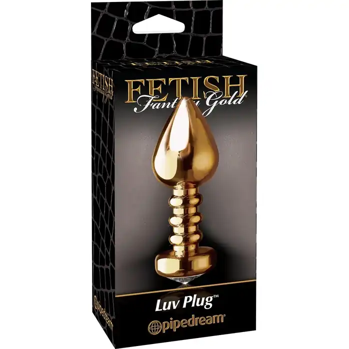 Золотистая анальная пробка с кристаллом Luv Plug - 10,1 см - Fetish Fantasy Gold. Фотография 3.