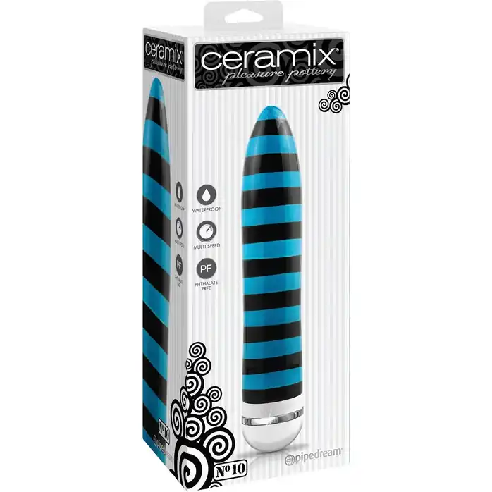 Полосатый керамический вибромассажер Ceramix No.10 - 20,3 см. - Ceramix. Фотография 4.