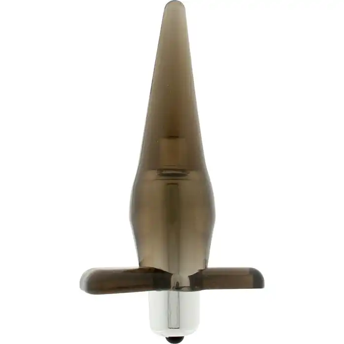 Дымчатая анальная пробка Power Buttplug с вибрацией - 12 см - Manpower