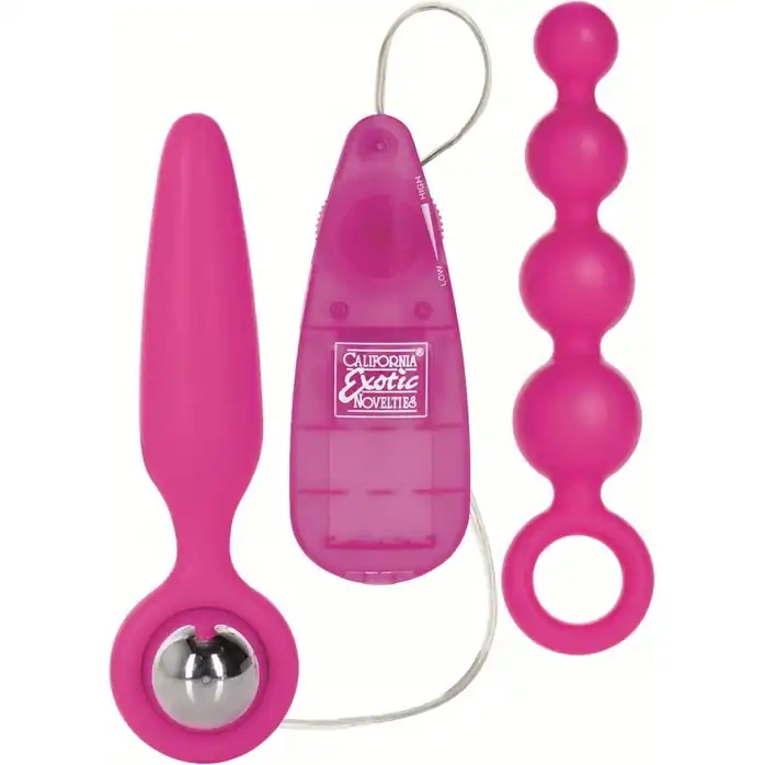 Набор розовых анальных стимуляторов с вибрацией Booty Vibro Kits - Booty Call
