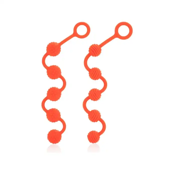 Набор оранжевых анальных цепочек Posh Silicone O Beads - Posh. Фотография 3.