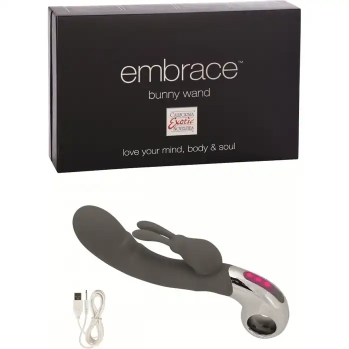 Серый вибратор Embrace Bunny Wand - 21 см - Embrace. Фотография 2.
