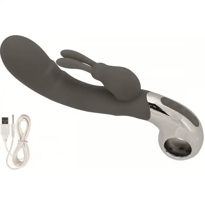 Серый вибратор Embrace Bunny Wand - 21 см - Embrace