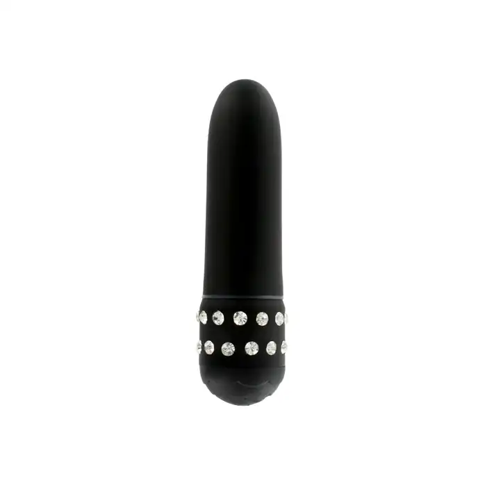 Чёрный вибратор Diamond Black Petit с кристаллами - 11,5 см - Just For You