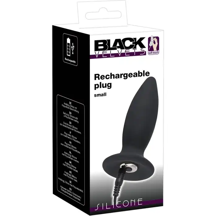 Чёрная перезаряжаемая анальная пробка Black Velvets Recharge Plug S - 11 см - You2Toys. Фотография 6.
