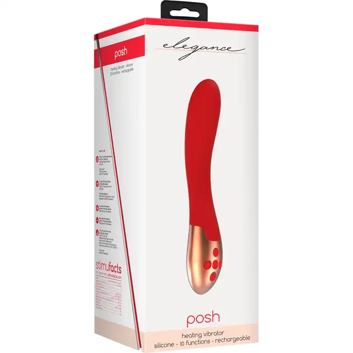 Красный вибратор Posh с функцией нагрева - 20 см - Elegance. Фотография 10.