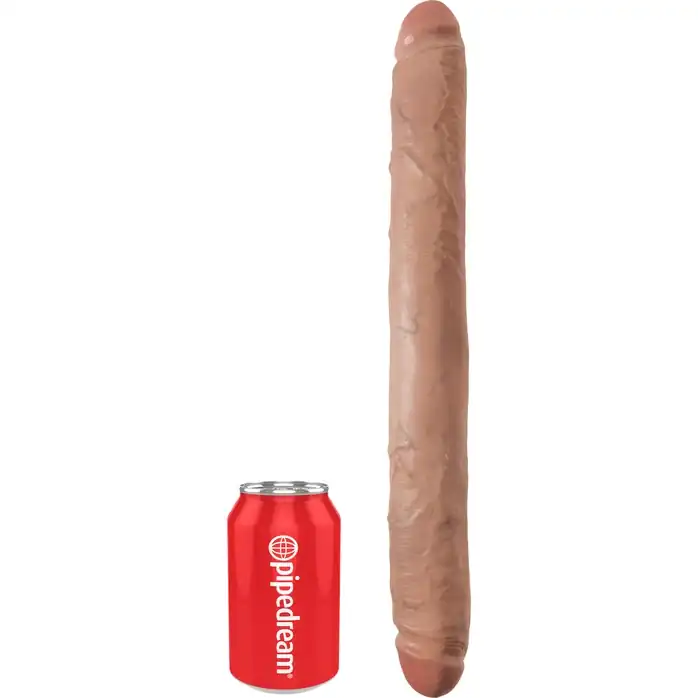 Кофейный двусторонний фаллоимитатор 16 Thick Double Dildo - 40,6 см - King Cock. Фотография 3.