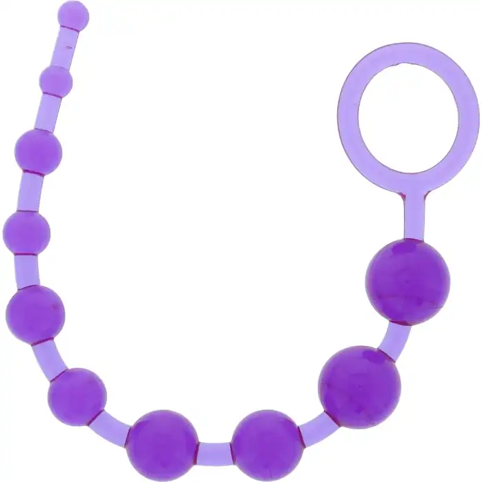 Фиолетовая анальная цепочка PLEASURE BEADS ANAL ROD - 32 см - Bootyful