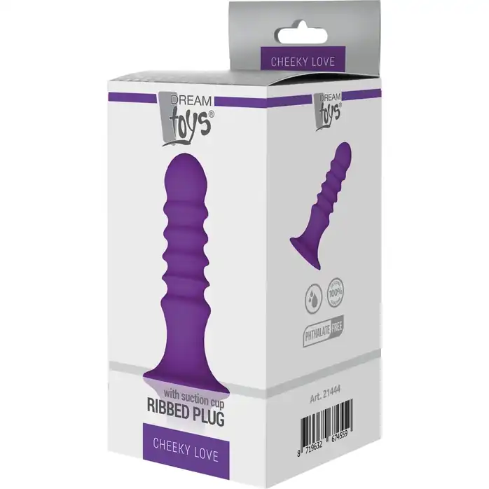Фиолетовый ребристый анальный стимулятор RIBBED PLUG - 13,5 см - Cheeky Love. Фотография 3.