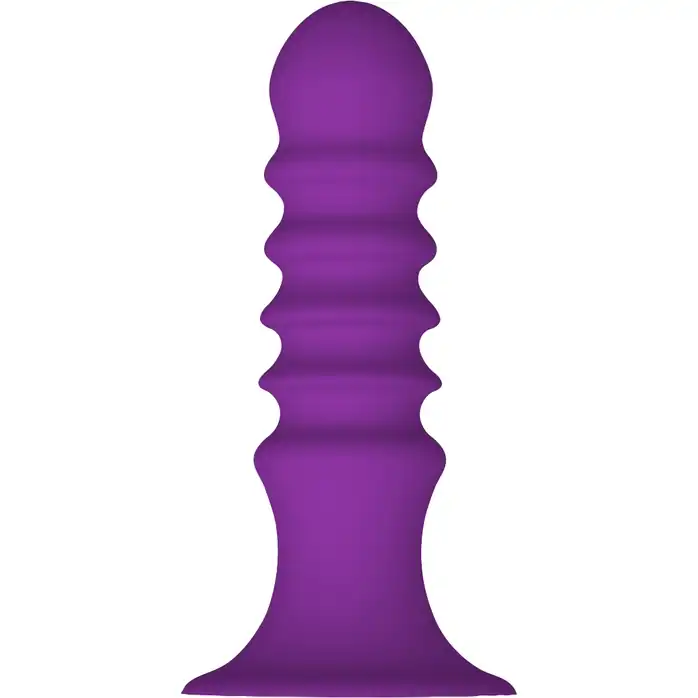 Фиолетовый ребристый анальный стимулятор RIBBED PLUG - 13,5 см - Cheeky Love