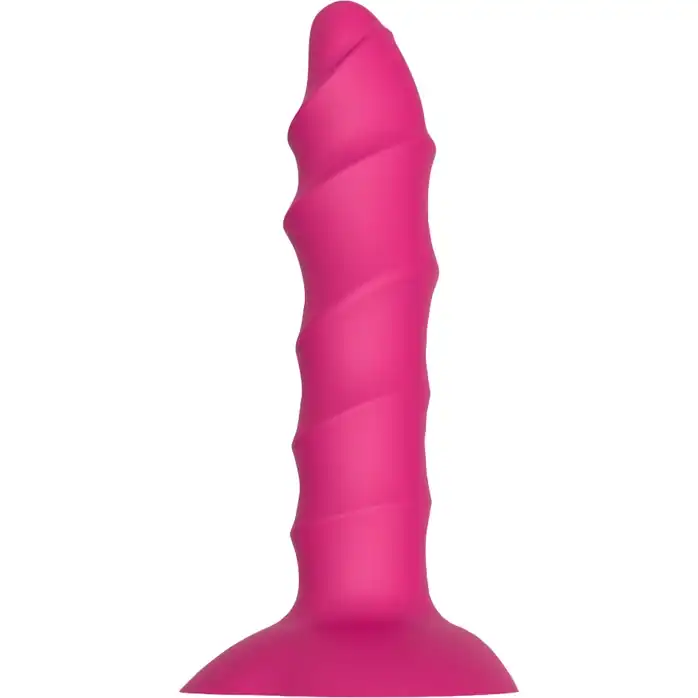 Розовый ребристый анальный фаллоимитатор Twisted Plug With Suction Cup - 17 см. - Essentials