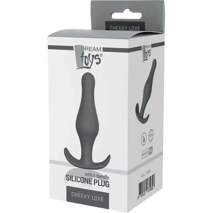 Серый удлиненный анальный стимулятор PLUG WITH T-HANDLE - 12,7 см. - Bootyful. Фотография 3.