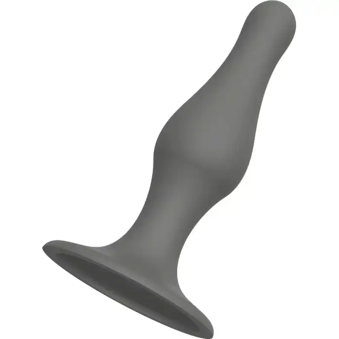 Серый удлиненный анальный стимулятор PLUG WITH SUCTION CUP - 12,7 см - Bootyful. Фотография 2.