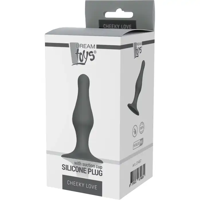 Серый удлиненный анальный стимулятор PLUG WITH SUCTION CUP - 12,7 см - Bootyful. Фотография 3.