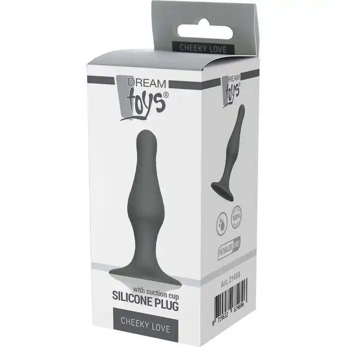 Серый удлиненный анальный стимулятор PLUG WITH SUCTION CUP - 10,3 см - Bootyful. Фотография 3.