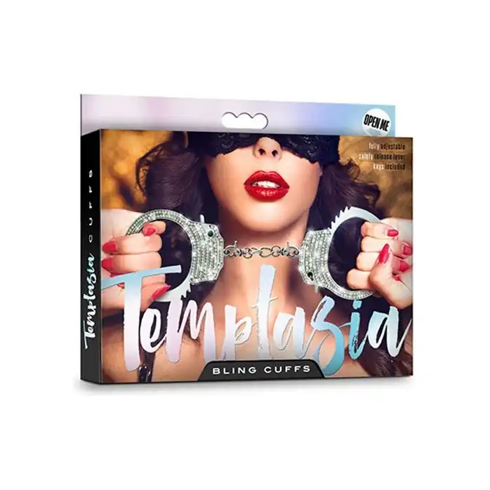 Серебристые наручники со стразами Bling Cuffs - Temptasia. Фотография 2.