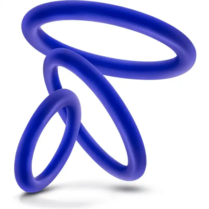 Набор из 3 синих эрекционных колец VS4 Pure Premium Silicone Cock Ring Set - Performance. Фотография 4.