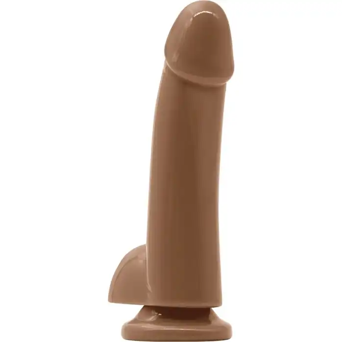 Кофейный гладкий фаллоимитатор на присоске с мошонкой Smooth 4 Inch Dildo - 14,6 см - Elements