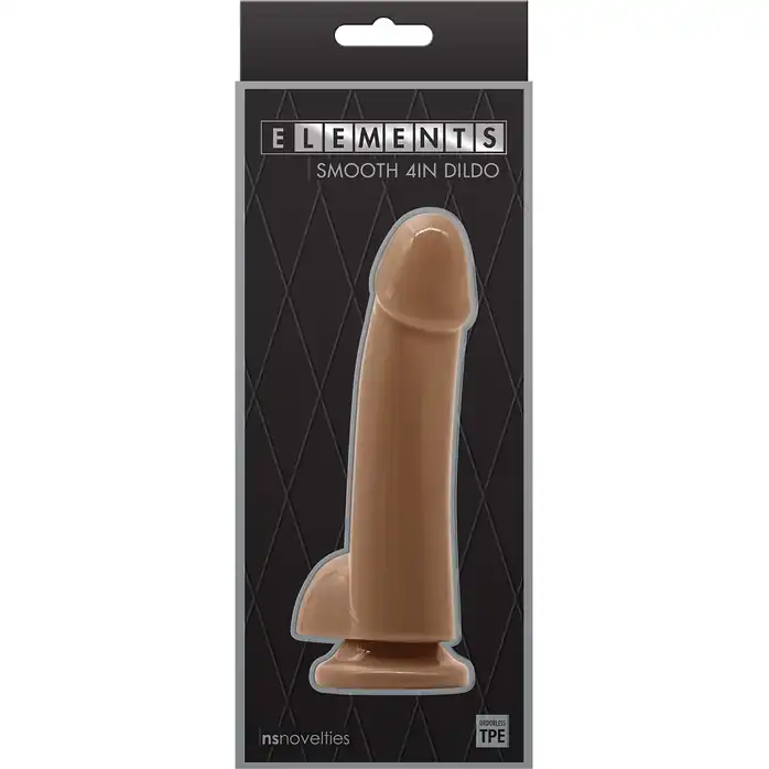 Кофейный гладкий фаллоимитатор на присоске с мошонкой Smooth 5 Inch Dildo - 17 см - Elements. Фотография 2.