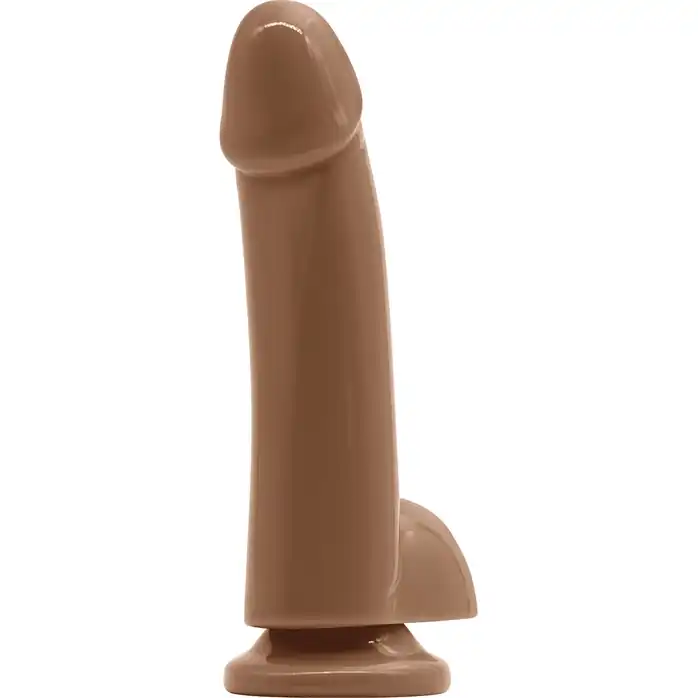 Кофейный гладкий фаллоимитатор на присоске с мошонкой Smooth 5 Inch Dildo - 17 см - Elements