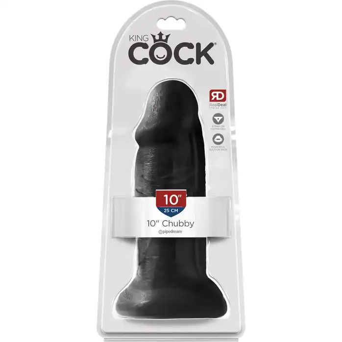 Черный фаллоимитатор-гигант на присоске 10 Chubby - 25 см - King Cock. Фотография 3.