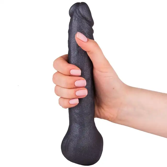 Чёрная фаллическая насадка BLACK BENT 3 - 22,5 см - LOVETHING. Фотография 2.