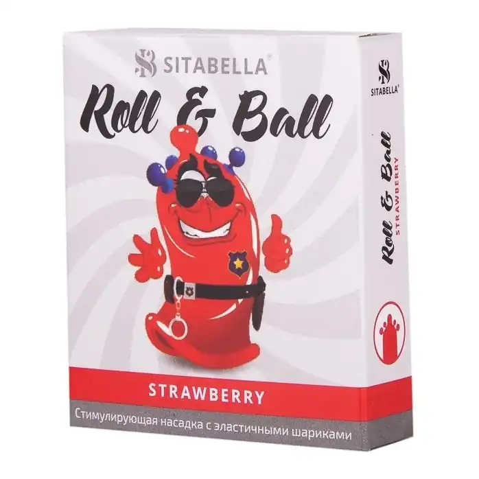 Стимулирующий презерватив-насадка Roll Ball Strawberry - Sitabella condoms