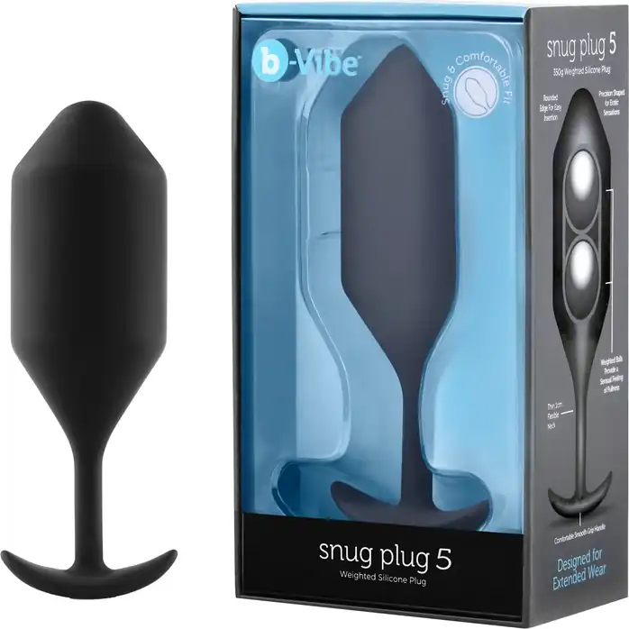 Чёрная пробка для ношения B-vibe Snug Plug 5 - 14 см.