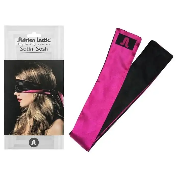 Черно-розовая атласная повязка на глаза Satin Sash