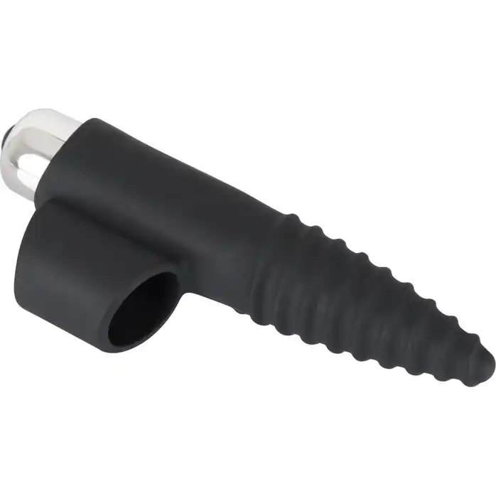 Черная вибронасадка на палец с винтовым наконечником Finger Vibrator - 10,5 см - You2Toys. Фотография 2.