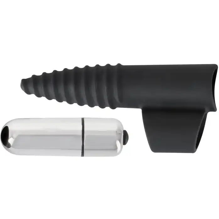Черная вибронасадка на палец с винтовым наконечником Finger Vibrator - 10,5 см - You2Toys. Фотография 6.