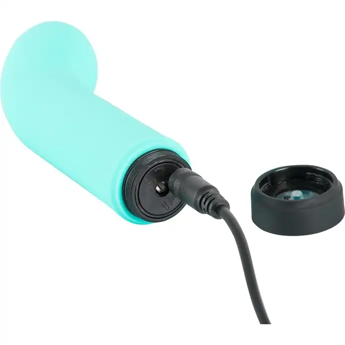 Бирюзовый мини-вибратор с загнутой головкой Power Vibe Curvy - 12 см - You2Toys. Фотография 4.