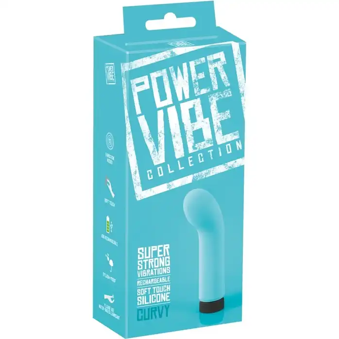 Бирюзовый мини-вибратор с загнутой головкой Power Vibe Curvy - 12 см - You2Toys. Фотография 8.