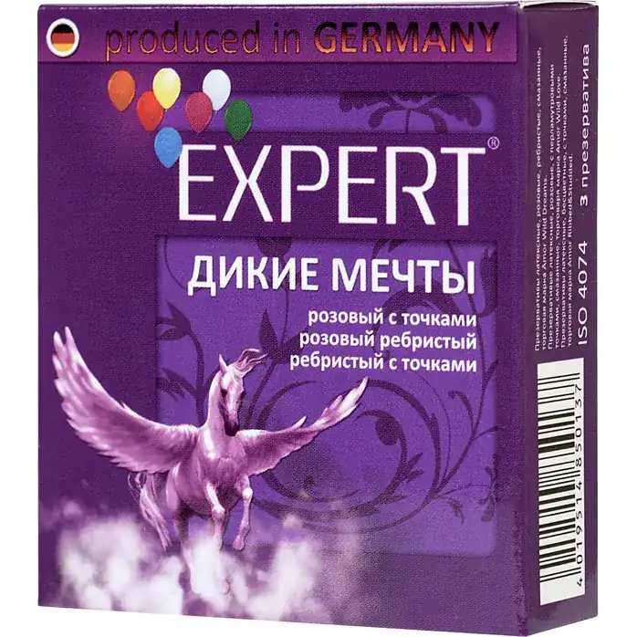 Презервативы с точками и ребрами Expert Дикие мечты - 3 шт.
