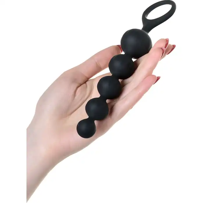 Набор из 2 чёрных анальных цепочек Satisfyer Love Beads. Фотография 5.