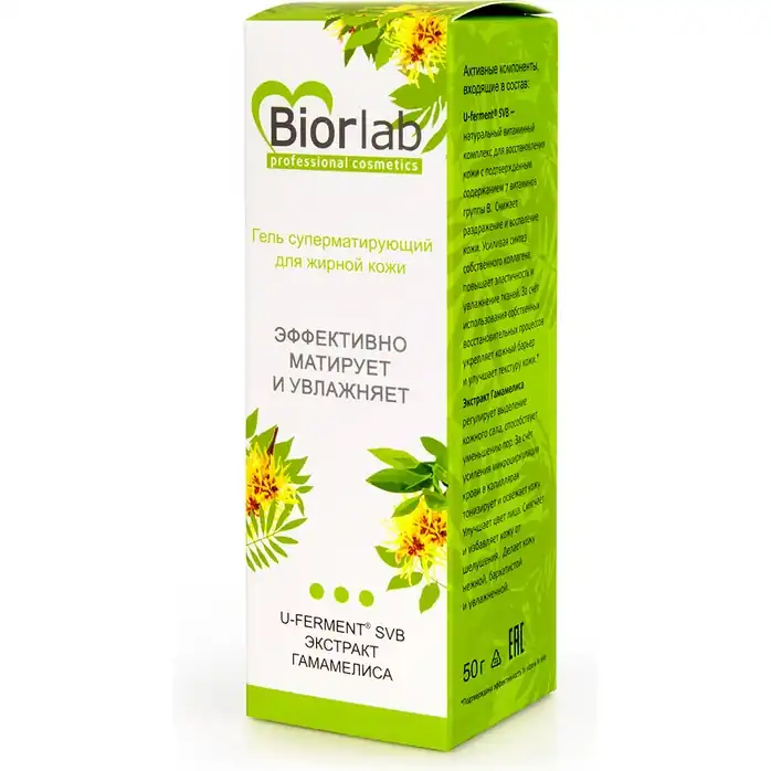 Суперматирующий гель для жирной кожи BiorLab - 50 гр - Уходовая косметика BIORLAB. Фотография 3.