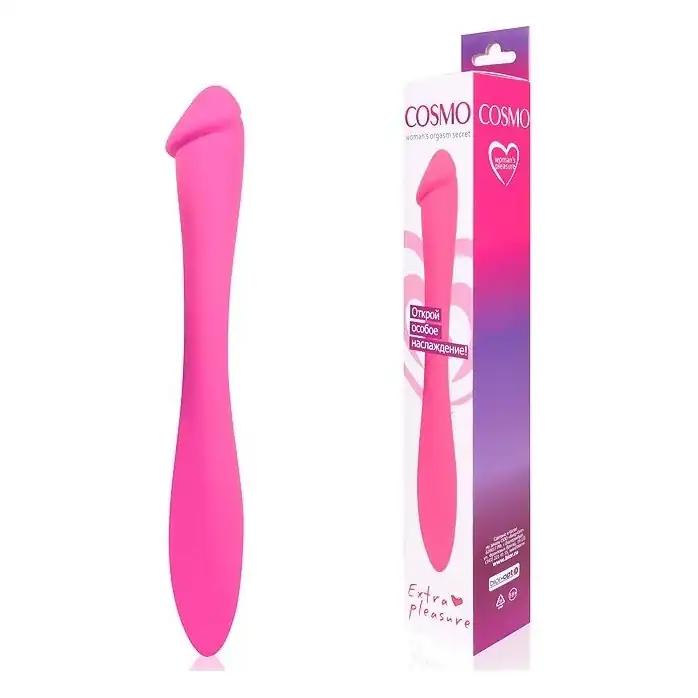 Розовый двусторонний стимулятор Cosmo - 22,5 см - COSMO. Фотография 2.