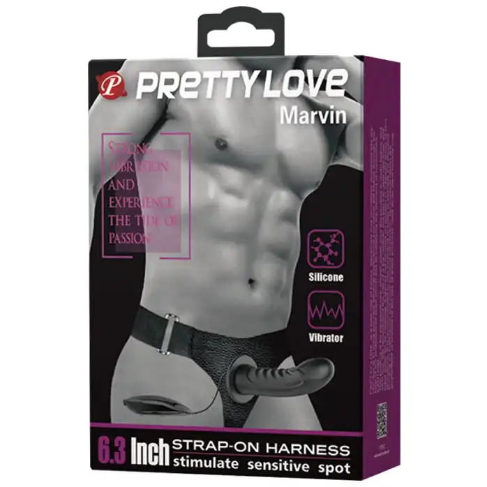 Полый страпон с вибрацией Marvin - 16,2 см - Pretty Love. Фотография 8.