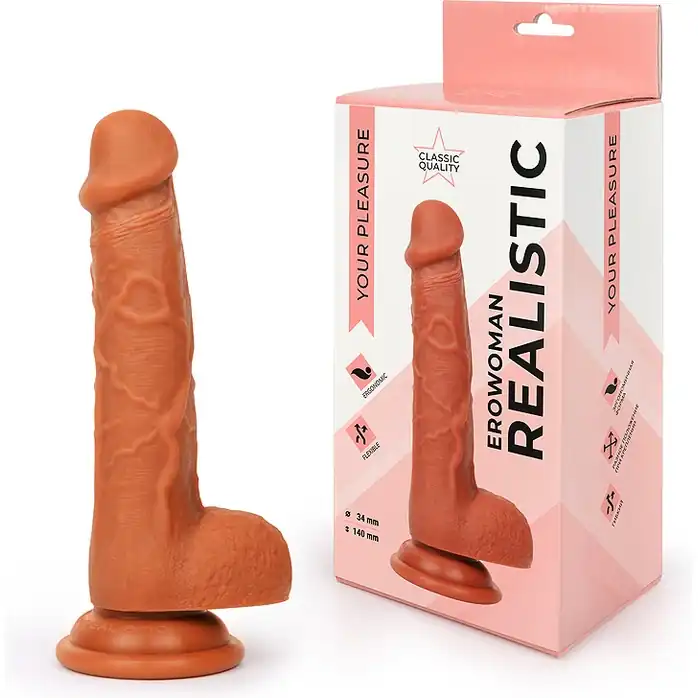Реалистичный коричневый фаллоимитатор Erowoman - 18,5 см - EROWOMAN REALISTIC