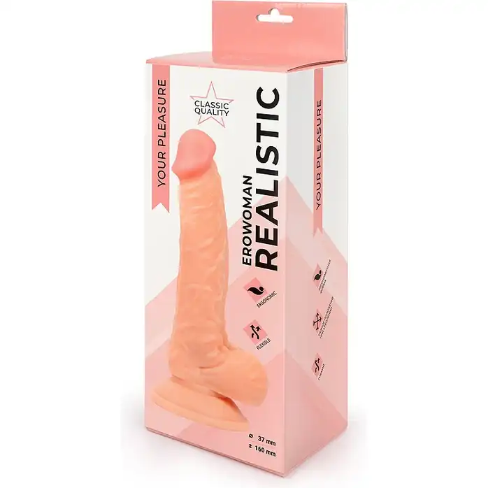 Реалистичный телесный фаллоимитатор Erowoman на присоске - EROWOMAN REALISTIC. Фотография 5.