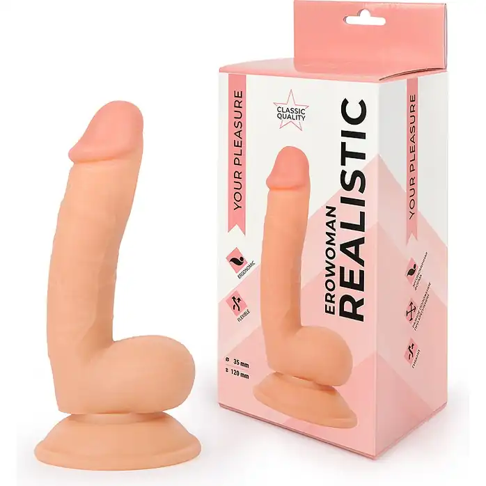 Реалистичный фаллоимитатор Erowoman телесного цвета на присоске - EROWOMAN REALISTIC