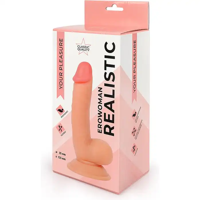 Телесный реалистичный фаллоимитатор Erowoman - 18 см - EROWOMAN REALISTIC. Фотография 5.