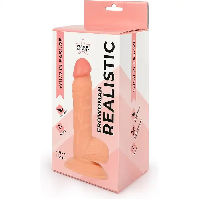 Реалистичный фаллоимитатор Erowoman телесного цвета - 18 см - EROWOMAN REALISTIC. Фотография 5.