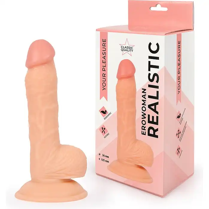 Реалистичный фаллоимитатор Erowoman телесного цвета - 18 см - EROWOMAN REALISTIC