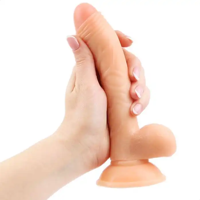 Фаллоимитатор с мошонкой Erowoman телесного цвета - 18,5 см - EROWOMAN REALISTIC. Фотография 3.