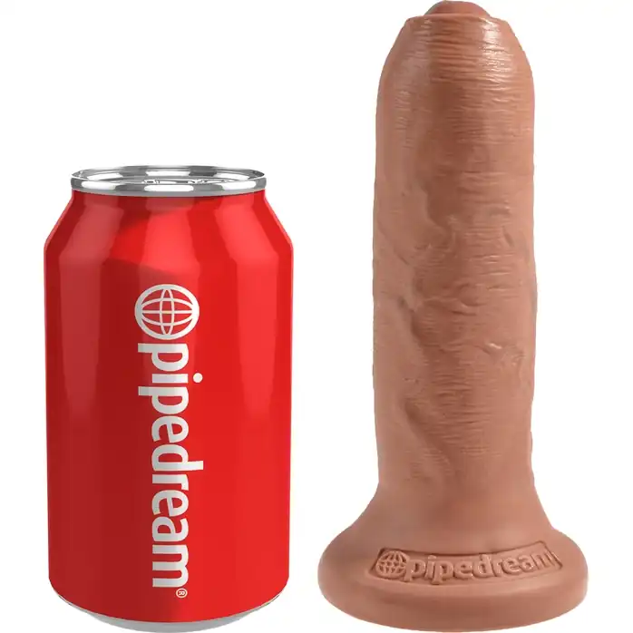 Кофейный необрезанный фаллоимитатор на присоске 6 Uncut Cock - 16,5 см - King Cock. Фотография 3.
