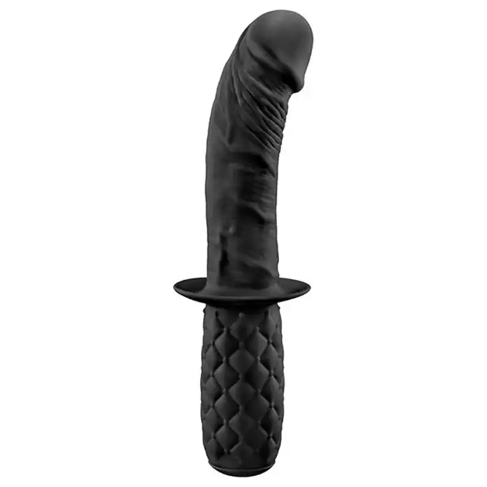 Черный изогнутый анальный фаллоимитатор BUTT PLUNGER с ручкой-ограничителем